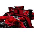 3D Oil Painting red Rose Bedding Set Queen King Size Comforter Bag Duvet Cover Set (Size : US King 3pcs Duvet Cover 230x260cm)