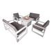 Aluminum Patio Furniture Set 5 Pieces Outdoor Sectional Conversation Set with 41.34 Fire Pit Table Armchair and Loveseat All-Weather Modern Seating Set for Backyard - 2 Armchair + 2 Loveseat