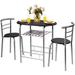 GEROBOOM 3 Piece Dining Set Compact 2 Chairs and Table Set with Metal Frame and Bistro Pub Breakfast Space Saving for Apartment and Kitchen (Natural & Black)