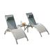 Pool Lounge Chairs Set of 3 Adjustable Aluminum Outdoor Chaise Lounge Chairs with Metal Side Table All Weather for Deck Lawn Poolside Backyard Gray