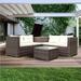 4 Piece Patio Sectional Wicker Rattan Outdoor Furniture Sofa Set with Storage Box - Creme Front Porch Outdoor Patio Furniture Table and Chairs Set