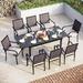 durable & William 9 Pieces Patio Dining Set for 8 Outdoor Furniture with 1 X-Large E-Coating Square Metal Table and 8 Black Portable Folding Sling Chairs Outdoor Table & Chairs