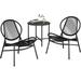 Patio Furniture Set 3 Pieces Garden Bistro Set Acapulco Chairs Outdoor Seating Side Table and 2 Chairs Indoor and Outdoor Conversation Set Balcony Porch Ink Black