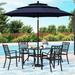 durable & William Patio Dining Set for 6 with 13ft Double-Sided Patio Umbrella 8 Piece Metal Outdoor Table Furniture Set - 6 Outdoor Chairs 1 Rectangle Dining Table and 1 Large Navy
