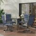 ECOPATIO Patio Swivel Chairs Set of 4 Outdoor Dining Chairs High Back Padded All Weather Breathable Textilene Outdoor Swivel Chairs with Metal Rocking Frame for Lawn Garden Backyard Deck Blue