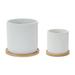 Container w/Plate (Set of 2) 4.5 D x 4.25 H 6.5 D x 6 H Cement