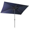 Rectangular Patio Umbrella 6.5 ft. x 10 ft. with Tilt Crank and 6 Sturdy Ribs for Deck Lawn Pool in NAVY BLUE