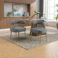 SEYNAR Mid-Century Modern Open-Back Linen Fabric Dining Chair Set of 2 with Gold Legs