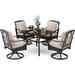 durable Patio Furniture Set for 6 7 Piece Outdoor Dining Set 6 Swivel Chairs with Cushions and 1 Hand Painting Wood-Like Table for Backyard Garden Poolside