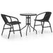 Furniture Sets 3-Piece Black Patio Dining Set with Outdoor Tables for Conversation and Dining in Outdoor Chairs