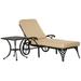 Aluminum Adjustable Chaise Lounge Chair Folding 4-Position Patio Recliner Wheels Armrests Side Table Cushion for Poolside Backyard Deck Porch Garden Beige