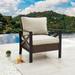 Outdoor Patio Furniture Modern Wicker Sofa Chair Rattan Conversation Single Armchair with Cushion Brown