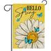 Jbralid Hello Spring Daisy Flower Garden Flag Double Sided Floral Yellow Decorative Home Yard Small Decor Blue Butterfly Seasonal Burlap Outside House Decoration 12 x 18