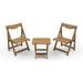 Material Outdoor Bistro Set Foldable Small Table and Chair Set with 2 Chairs and Rectangular Table Teak