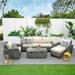 Direct Wicker Gray 5-Piece Wicker Outdoor Furniture Patio Conversation Set with Beige Cushions