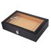 PU Leather Pen Display Fountain Pen Organizer Box Glass Pen Display Case Storage Box with Lid Window Pen Collection Display Case Black