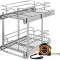 TJUNBOLIFE 2 Tier Pull Out Cabinet Organizer 5WB2-1822CR-1 18 x 22 Inch Under Sink pull out organizer Steel Wire Pots and Pans Organizer Kitchen Cabinet Wholesalehome Tape Measure Include