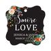 Darling Souvenir S More Love Personalized Wedding Favor Tags Bonbonniere Hang Tags-Floral Black-100 Tags