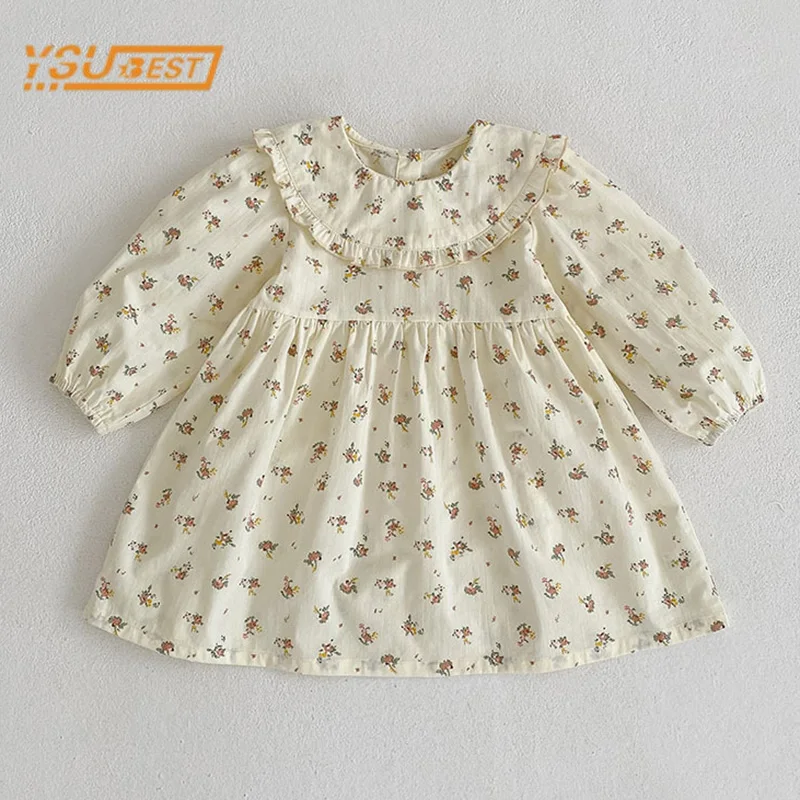 Neue Kinder Baby Mädchen Langarm Frühling süße Blume Druck Prinzessin Kleid Herbst Baby Mädchen Kleid Kinder Kleidung Kleid Image