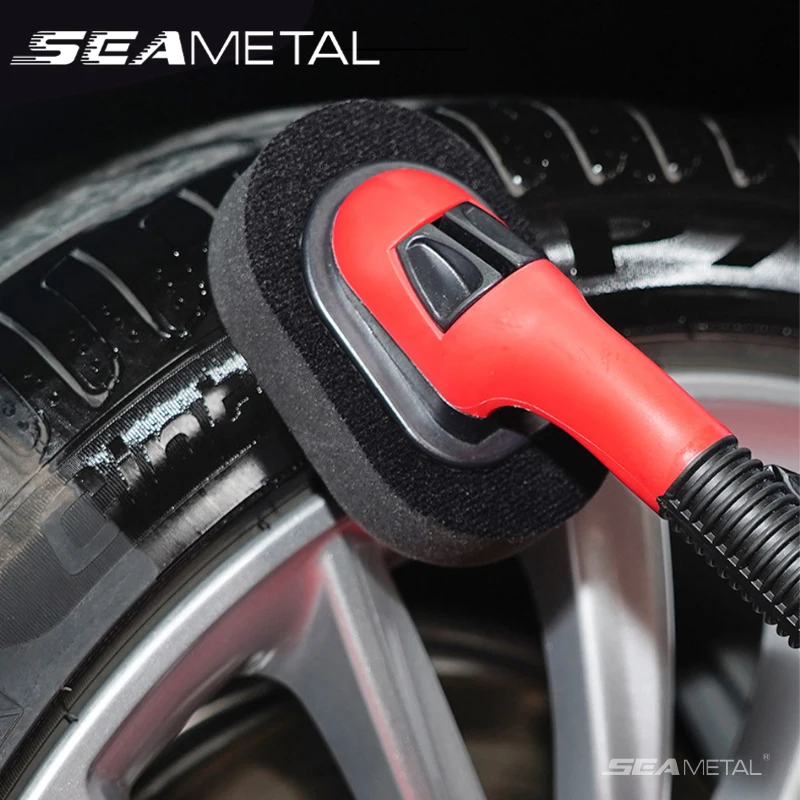 Seametal Autoreifen Wachsen Poliers chwamm mit Griff Autoreifen Reifen Felgen verkleidung Kontur Detail lierung Dressing Shine Pad Schwämme Image