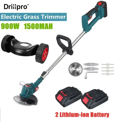 Drillpro Elektrische Rasenmäher Cordless Gras Hedge Trimmer 2X Batterien Einstellbare Handheld Garten Werkzeuge Für Makita 18V Batterie