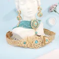 Elegante marok kanis che Schmuck Set Metall gürtel Kristall Perle Choker Halskette Tropfen Ohrringe