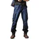 Neue Herren Casual Cargo Jeans hose Multi Taschen Cargo Jeans Loose Skateboard Jeans für Männer