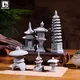 Vintage Zen Miniatur Sandstein Turm Pavillon Ornamente Laterne Figuren japanischen Garten Bonsai