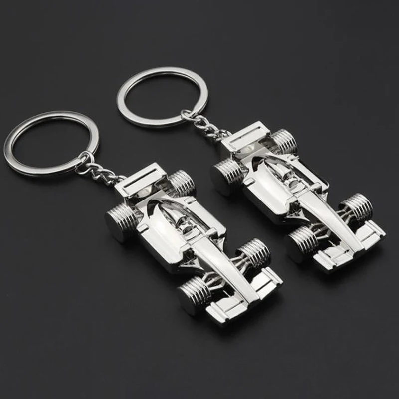 Mode Mini Formel 1, Racing Auto Styling Anhänger Schlüsselbund Schlüssel Schnalle Silber Farbe Auto Schlüsselring Für Männer Handtasche Schmuck Geschenk Image