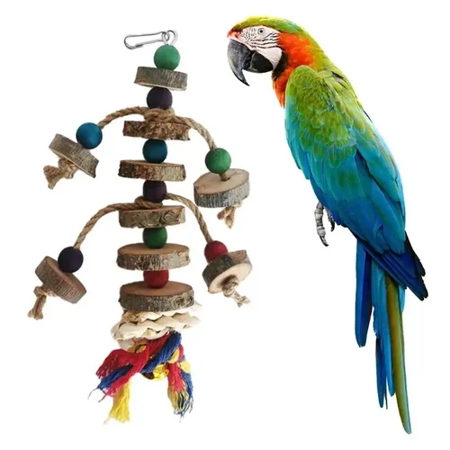 Vogels pielzeug Holz Vogel Kau spielzeug Papagei Natur blöcke Zerreißen Spielzeug mit Haken Papagei