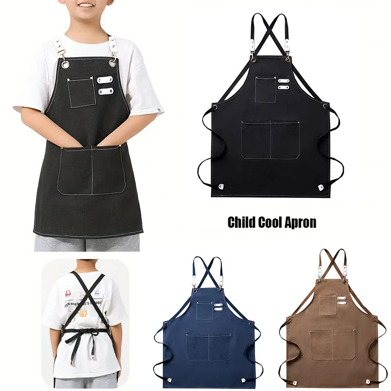 Mehrfarbige Kinderschürzen mit Tasche, Kinder-Kochschürze für Jungen und Mädchen, Küche, Kochen, Backen, Malen, Schnürung Image