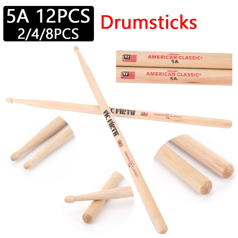 12/2PCS Drumsticks 5A Drum Sticks Konsistentes Gewicht & Pitch Jazz Drum Mallets American Hickory Drumsticks Percussion Zubehör Image