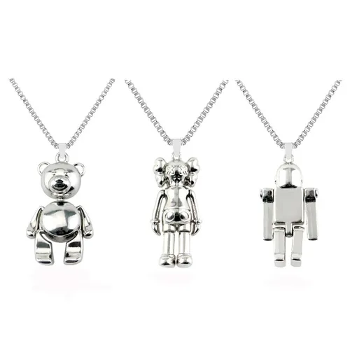 Mode Hip-Hop coole Cartoon niedlichen Bären Halskette weibliche Retro Teddybär Roboter Anhänger