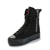 Neue High-top Alle Schwarz Seite Zip Leinwand Schuhe frauen Schuhe Plattform Schuhe Student Schuhe