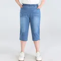 Plus Size Shorts Hosen Sommer hoch taillierte Jeans Sieben-Punkt-Hosen weibliche dünne Hosen 140kg