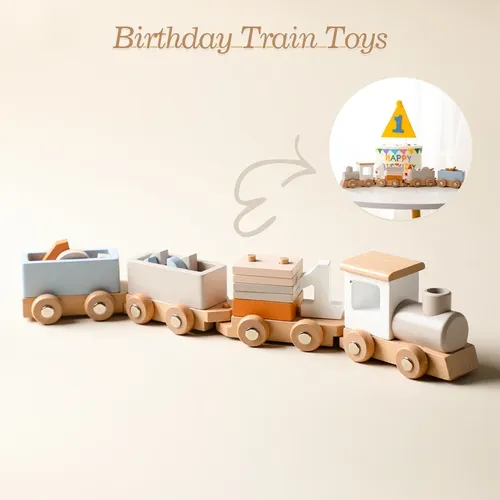 Montessori Spielzeug Holzzug Geburtstag Spielzeug Baby Lernspiel zeug Holzwagen Baby Lernspiel zeug