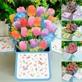 Tages gruß karte zum Geburtstag tropische Blüte Papier blumen Gänseblümchen/Nelke 3d Pop-up Bouquet