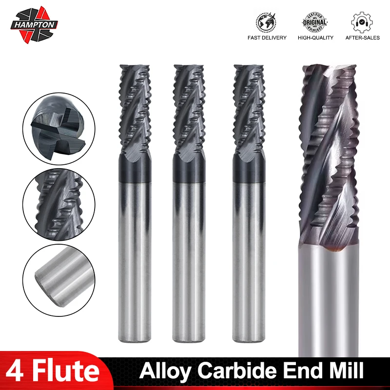 Vhm-schruppfräser 4 Flöte CNC Fräser Bits Router Bit für 50HRC Metall Schruppen Bearbeitung 4mm zu 12mm Image