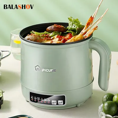 1,7 L Multifunktions Elektrische Kochmaschine Einzel/Doppel Schicht Hot Pot Mini Intelligente Elektrische Reiskocher Antihaft-pfanne töpfe