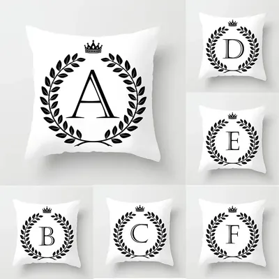 26 Buchstaben Kissen bezug Dekor schwarz und weiß Alphabet Buchstaben Kissen bezug für Sofa nach Image