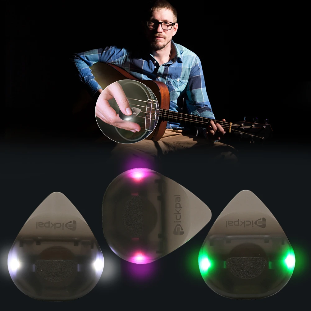 1PC LED Leuchtende Gitarre Picks Lebensmittel-Grade Kunststoff Ukulele Gitarre Touch Leucht Pick Musical Saiten Instrument Glowing Plektrum Image
