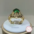 14K Gold Vintage Smaragd zirkon Ring für Frauen 925 Silber Schmuck Natürliche Smaragd Ring schmuck