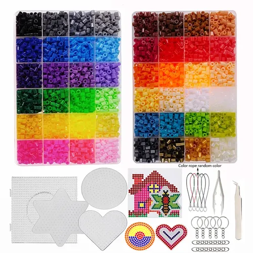 48 Farben 5mm Sicherungs perlen Kit Bügel perlen Pixel Kunst DIY Puzzle 3D Puzzles Spielzeug