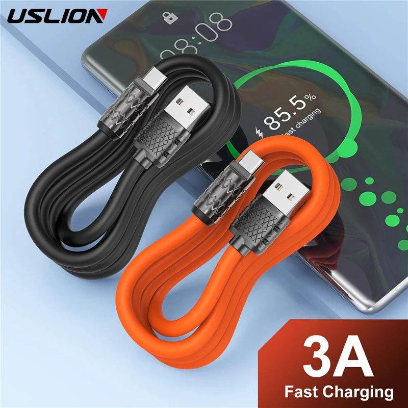 USLION 3A Schnellladung USB Typ C Kabel für iPhone 15 Pro Max Schnellladung USB C Kabel Datenleitung für Xiaomi 14 POCO Typ C Draht Image