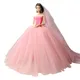 1 Stück Mode Hochzeits kleid rosa Spitze Outfits Prinzessin Abend Party Kleid lange Kleider Puppen