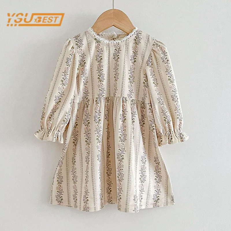Frühling Kinder Baby Mädchen Langarm Blumen druck Prinzessin Kleid Herbst neue Baby Mädchen süßes Kleid Kinder Kleidung Kleid Image