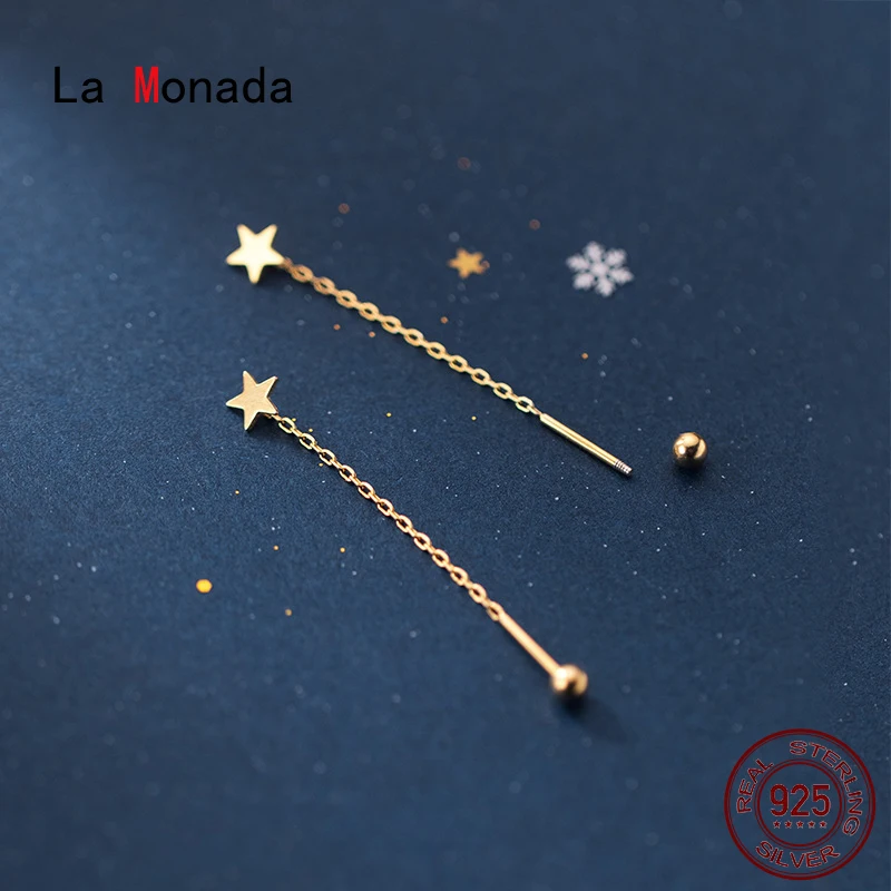 La Monada Frauen Silber Ohrringe 925 Ohrstecker Stern Quaste Ohrringe Für Mädchen Ohrstecker Koreanische Frauen Schmuck Minimalistischen Weiblichen Image