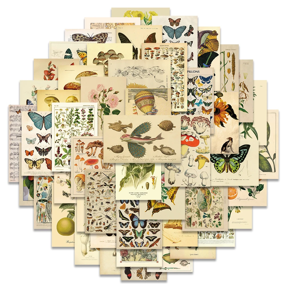 50 stücke Vinyl Laptop Aufkleber Retro Cartoon Blumen ästhetische Kunst Aufkleber Gepäck Gitarre Telefon Kühlschrank wasserdichte Graffiti Image