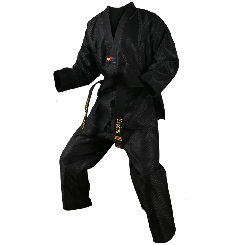 Schwarz Taekwondo Uniform Dobok Erwachsene Kinder Männlich Weiblich Taekwondo Dobok Baumwolle Anzüge Jodo Uniform Taekwondo Kleidung Taekwondo Set Image