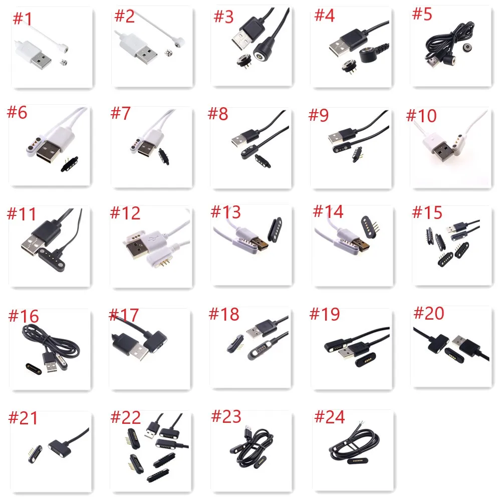 1 Set Magnetische Stecker 2 3 4 5 6 Pin USB Kabel Power Ladung Daten Männlichen Weiblichen Frühling Geladen Pogo pin Starke Kraft Image